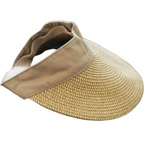 Sun Visor Woven Brim Tan Band Adjustable Packable Unisex DH523